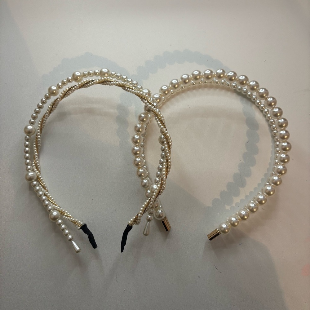 Zara Pearl Embellished Headband Duo